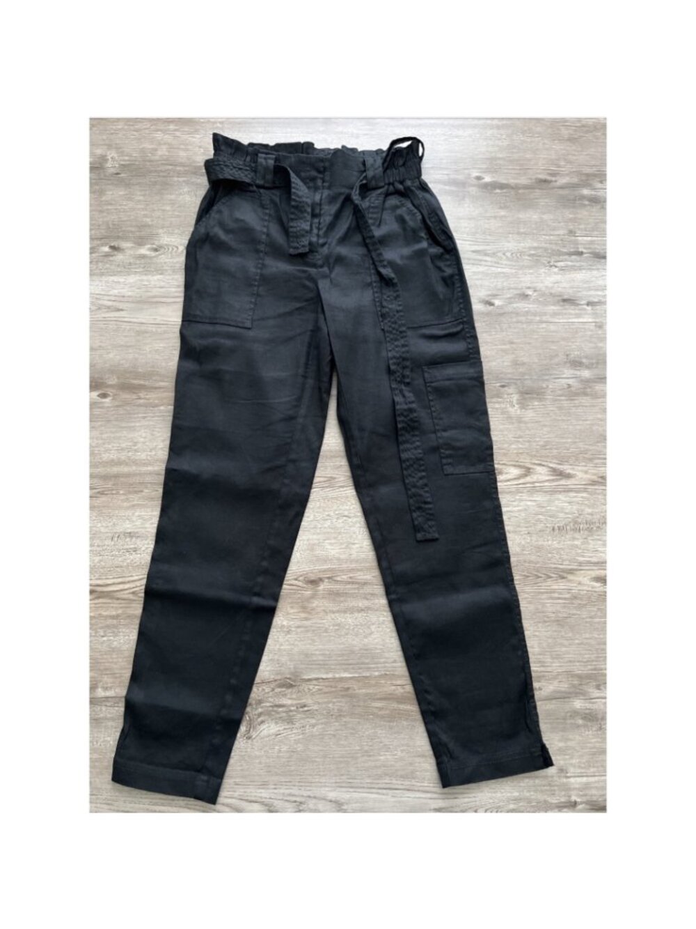 Elevenses Anthropologie Paperbag Waist Pants Womens S Linen Blend Cargo Pocket